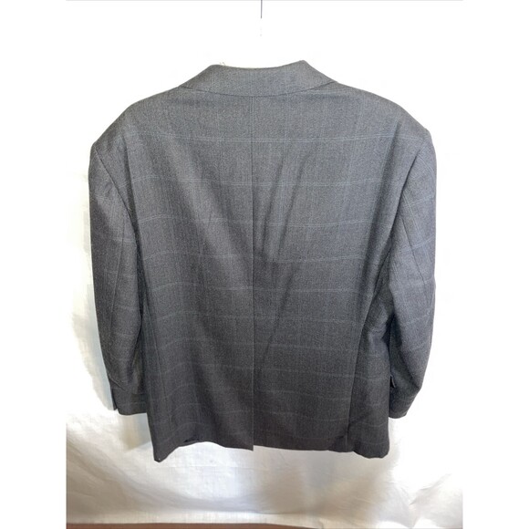 Haggar Suit Jacket Mens Size 42R Gray Windowpane Two Button Long Sleeve - Picture 8 of 12
